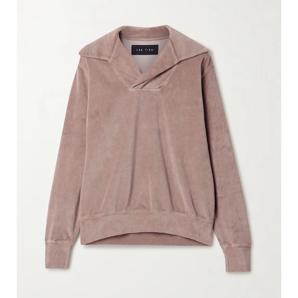 Les Tien Heavyweight Sweatshirt Yacht Pullover Velour Mauve Pink Sz M Lounge